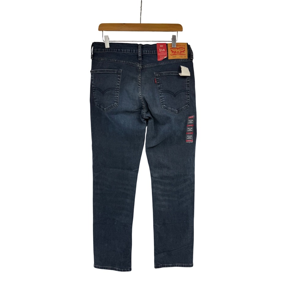 Levis 514 Straight Leg Mens Jeans 33x32 Dark Wash Stretch Denim New